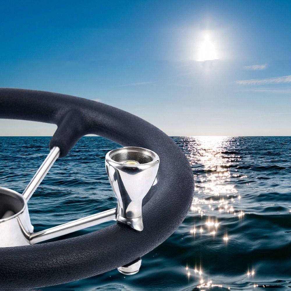 Stainless Steel Boat Steering Wheel Black Foam Grip Destroyer Steering Wheel  Marine Use