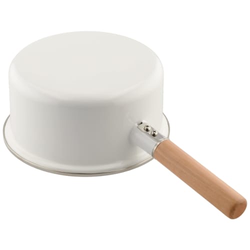 Bestco IH Enamel Saucepan, 18cm, with Glass Lid, White, NQ-0011 Bianco