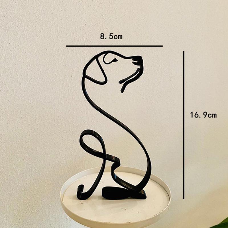 Metal Home Office Dogs Statue Modern Abstract Art Sculpture Ornaments Decoration