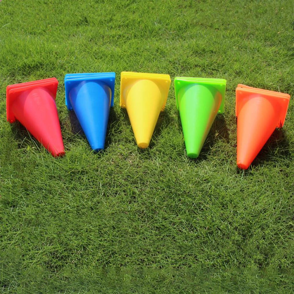 12 Pieces PE Cone Portable Replacing Solid Color 23cm Basketball Football Sport Training Cones Aid Accessories
