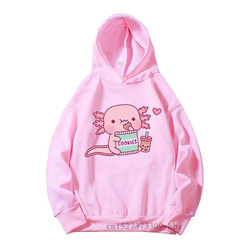 Just A Girl Who Loves Axolotls Print Kids Pink Hoodie Comfy Versatile Long Sleeve Streetwear Children Sweatshirt Baby Casual Top