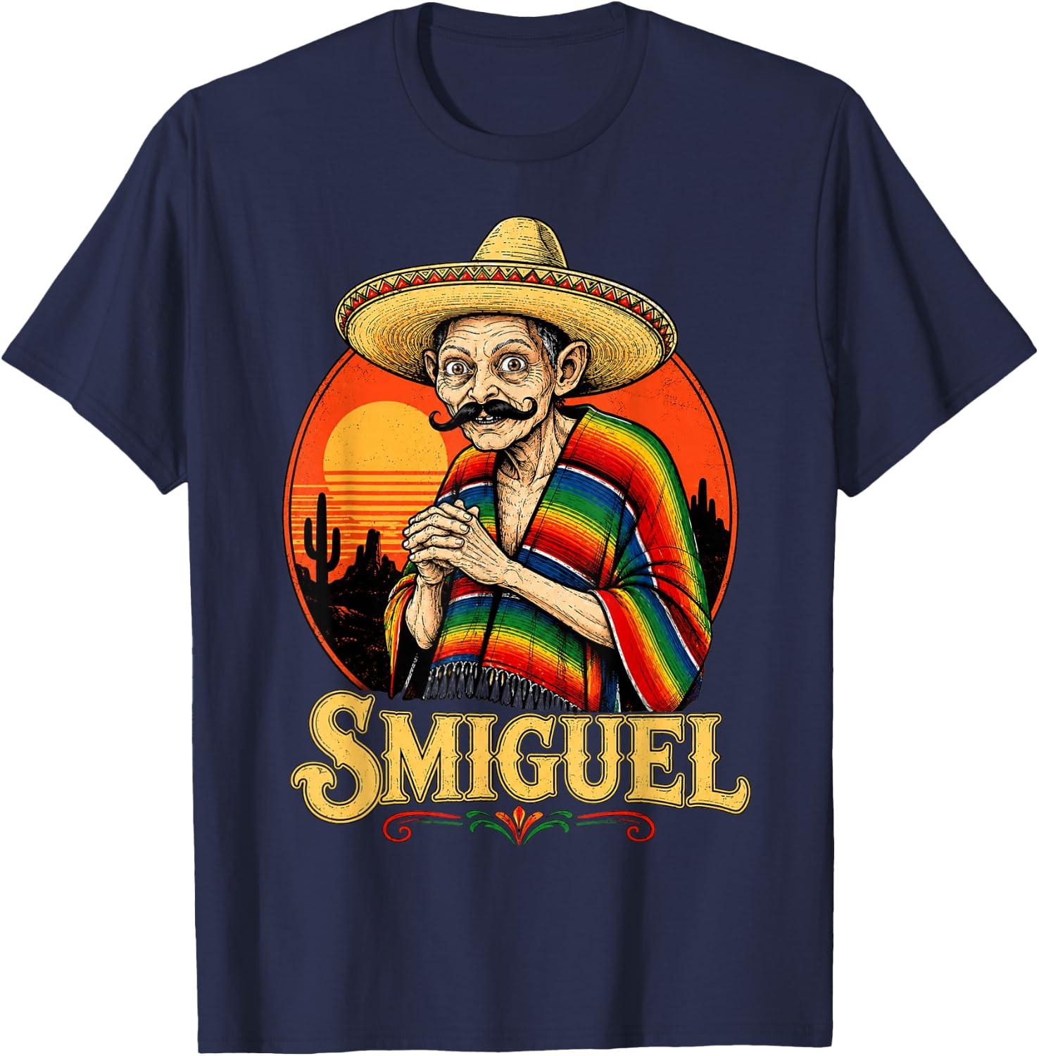 Smiguel Mexican Sombrero Vintage Mexican Culture Mashup T-Shirt XXL