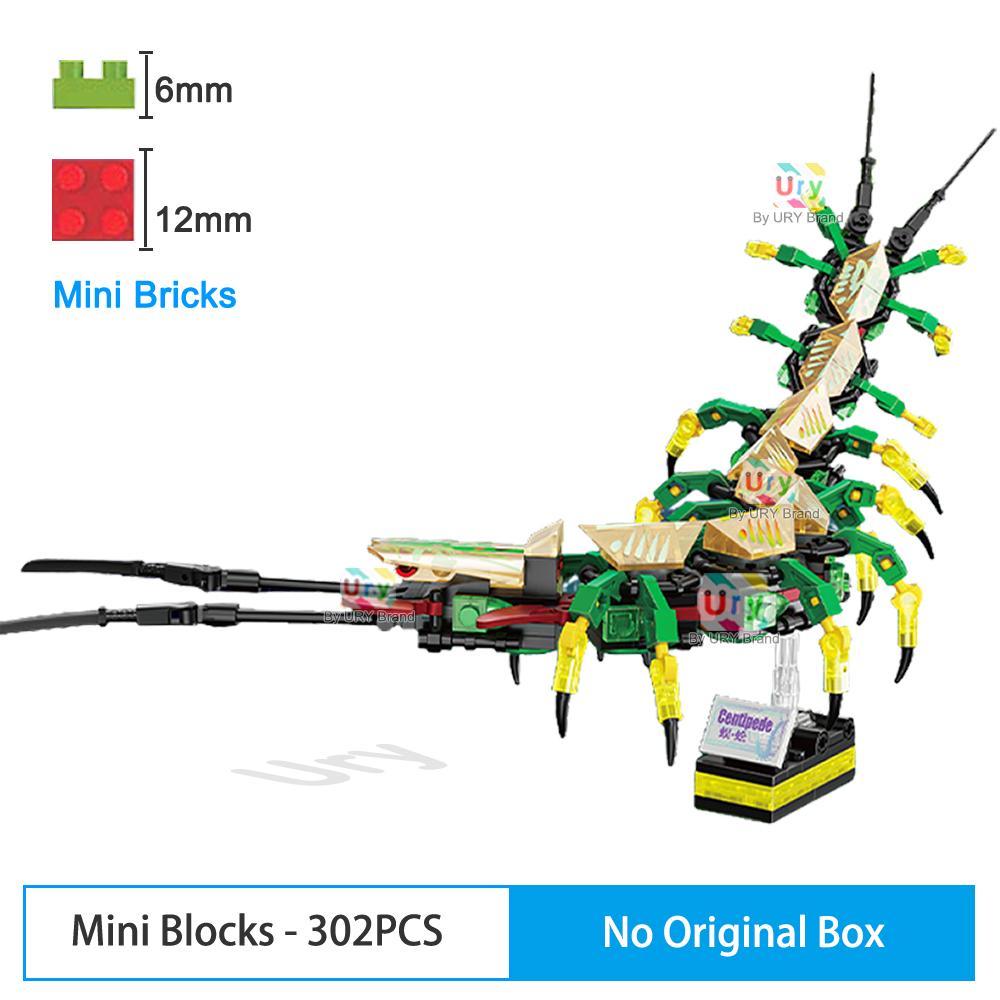 MOC Animales Luminosos Mariposa Escorpión Araña Ciempiés Modelo Noctilucente Set Bloques de Construcción Mini Juguete de Ensamblaje para Regalo