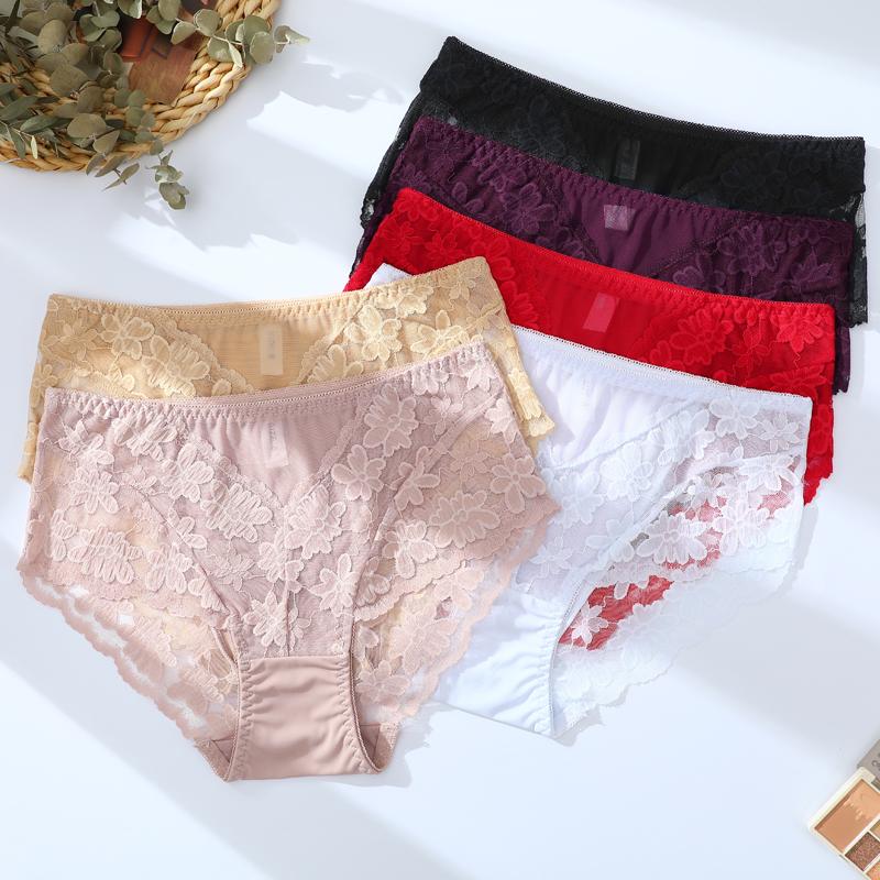 1pcs Women's High Waisted Plus Size Lace Underwear, Fashionable, Breathable, Soft and Comfortable Women's Underwear, 6 Colors To Choose From