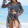 Druk Seksowne Bikini Kostium Kąpielowy Kobiety Stroje Kąpielowe Push Up Damskie Plażowe Stroje Kąpielowe Trzyczęściowe Stroje Kąpielowe Zestaw Bikini Kąpielówki Basenowe
