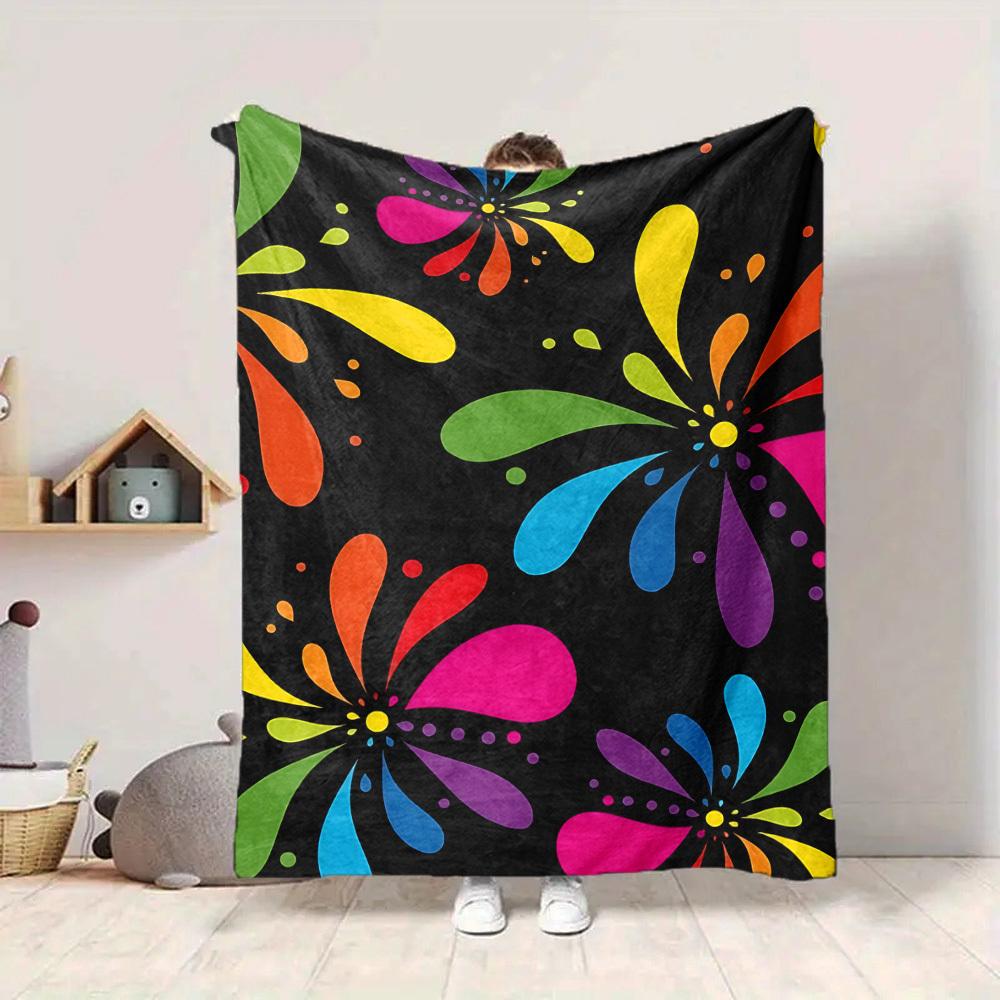 1pc Colorful Floral Pattern Blanket Warm, Cozy, And Soft, Suitable for Sofas, Beds, Cars, And Office Use.Perfect for Camping And Travel, Making It a G