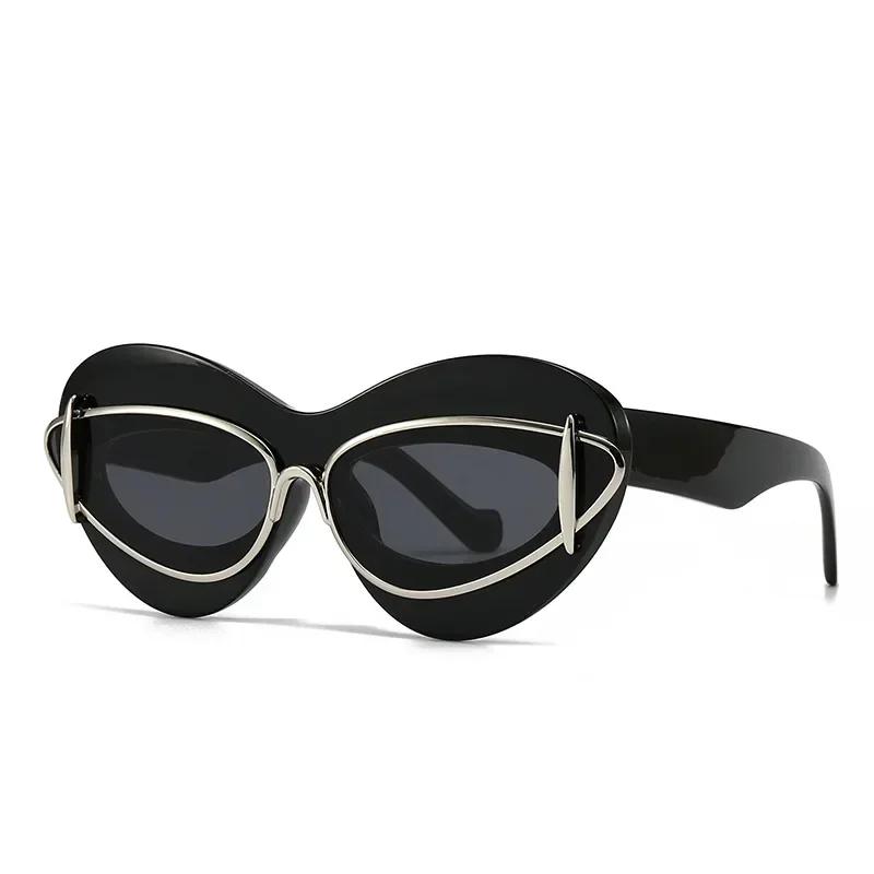 New Fashion Women Cat Eye Sunglasses For Men PUNK Luxury Brand Female Sun Glasses Y2K Vintage Eyewear Shades UV400 Oculus