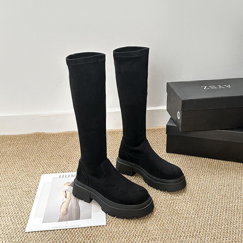 Autumn and Winter Retro Two-wear Boots Women's Heightened Suede Over the Knee Knight Boots Thick-soled Velvet Thermal Boots