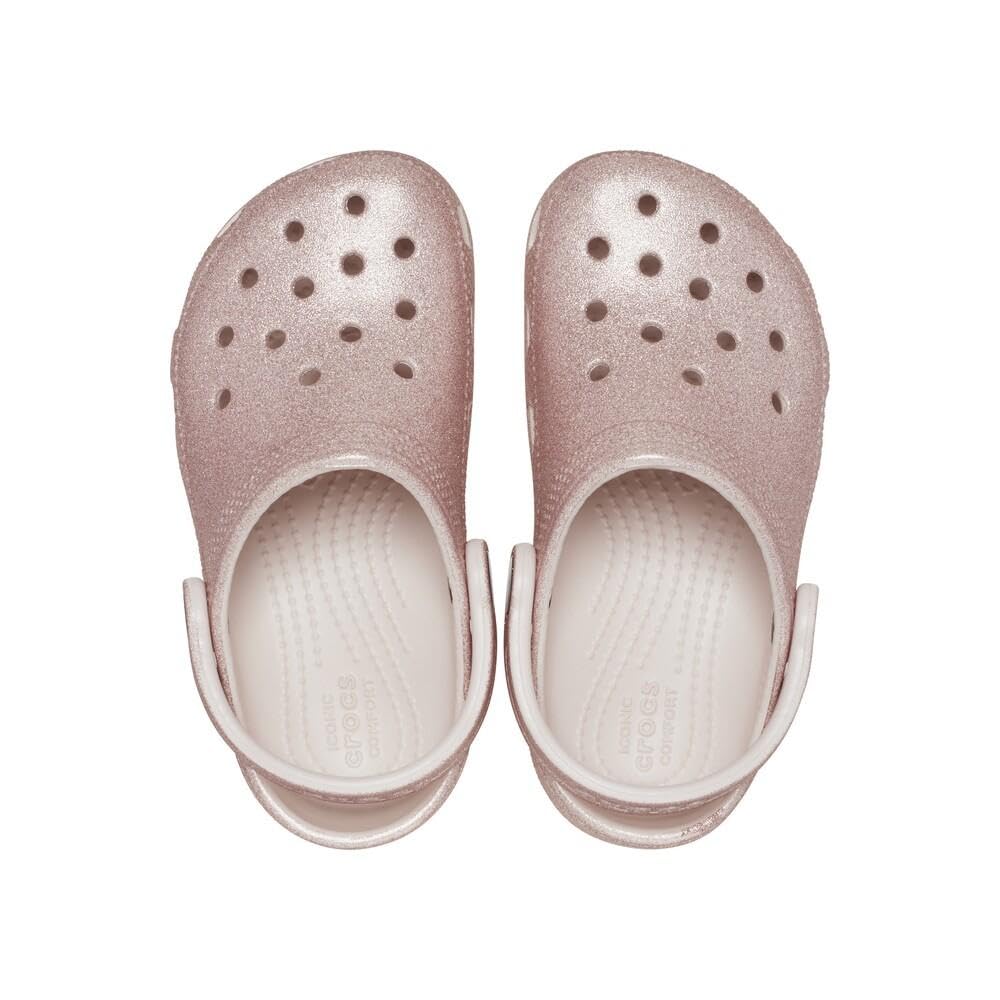 Crocs Classic Glitter Clog Sandals, Toddler Size, Quartz Glitter, 12cm, Sizes 12-17.5cm