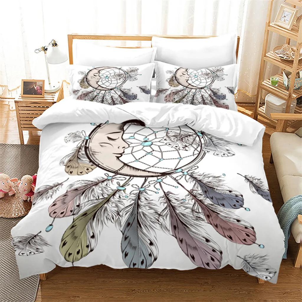Microfiber Exotic Animals Duvet Cover Bohemia Mandala for Women Men Kids for Bedroom Decorations Wolf Dreamcatcher Queen King