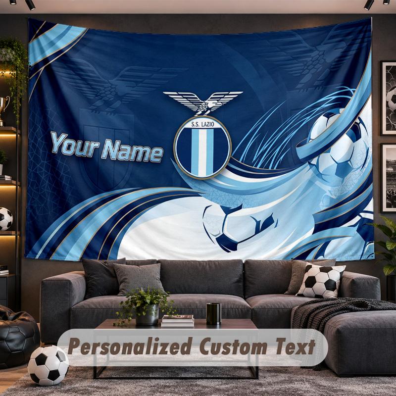 Lazio FC Personalized Tapestry Support Custom Name, Wall Art Home Decoration