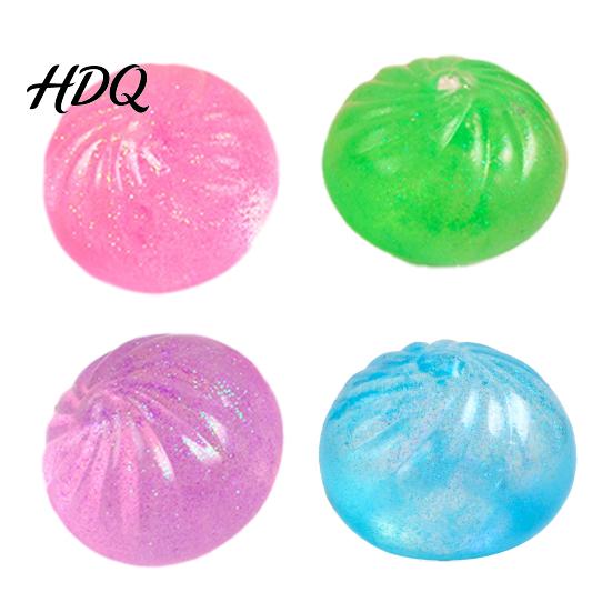 Adult Stress Toy Glitter Dumpling Sugar Ball Clear Steamed Bun Squeeze Skin-friendly Fidget Stretchy Decompression Simulation Dough Desk TPR