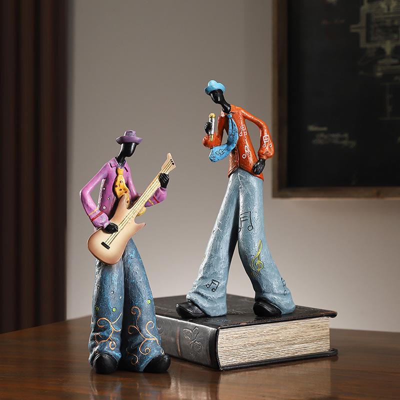 Xianci Retro Band Figure Ornament for Home and Living Room Decor, Perfect for Wine Cabinet, Bookcase, or Electronic Organ Display.