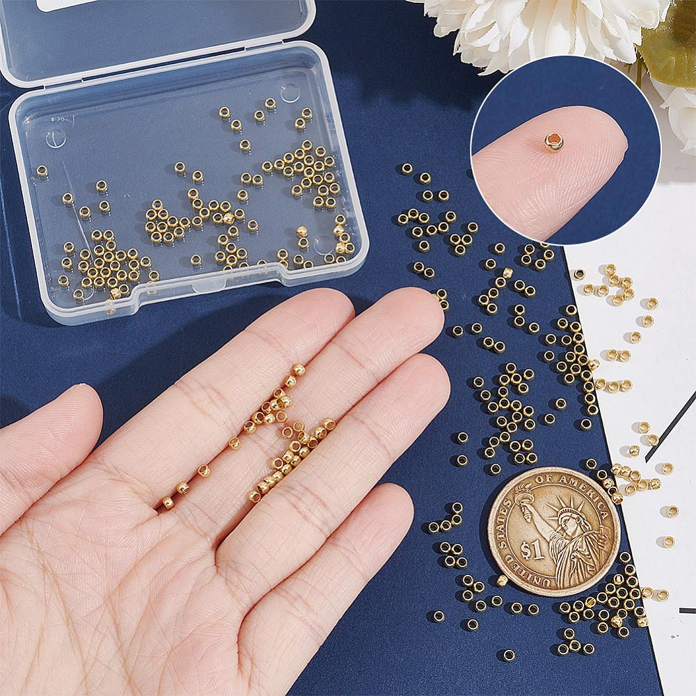 300Pcs 304 Stainless Steel Spacer Beads, Rondelle, Golden, 2.5x1.5mm, Hole: 0.8mm