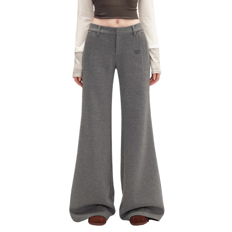 UNIFREE Women's Relaxed Embroidered Low-Rise Flare Pants