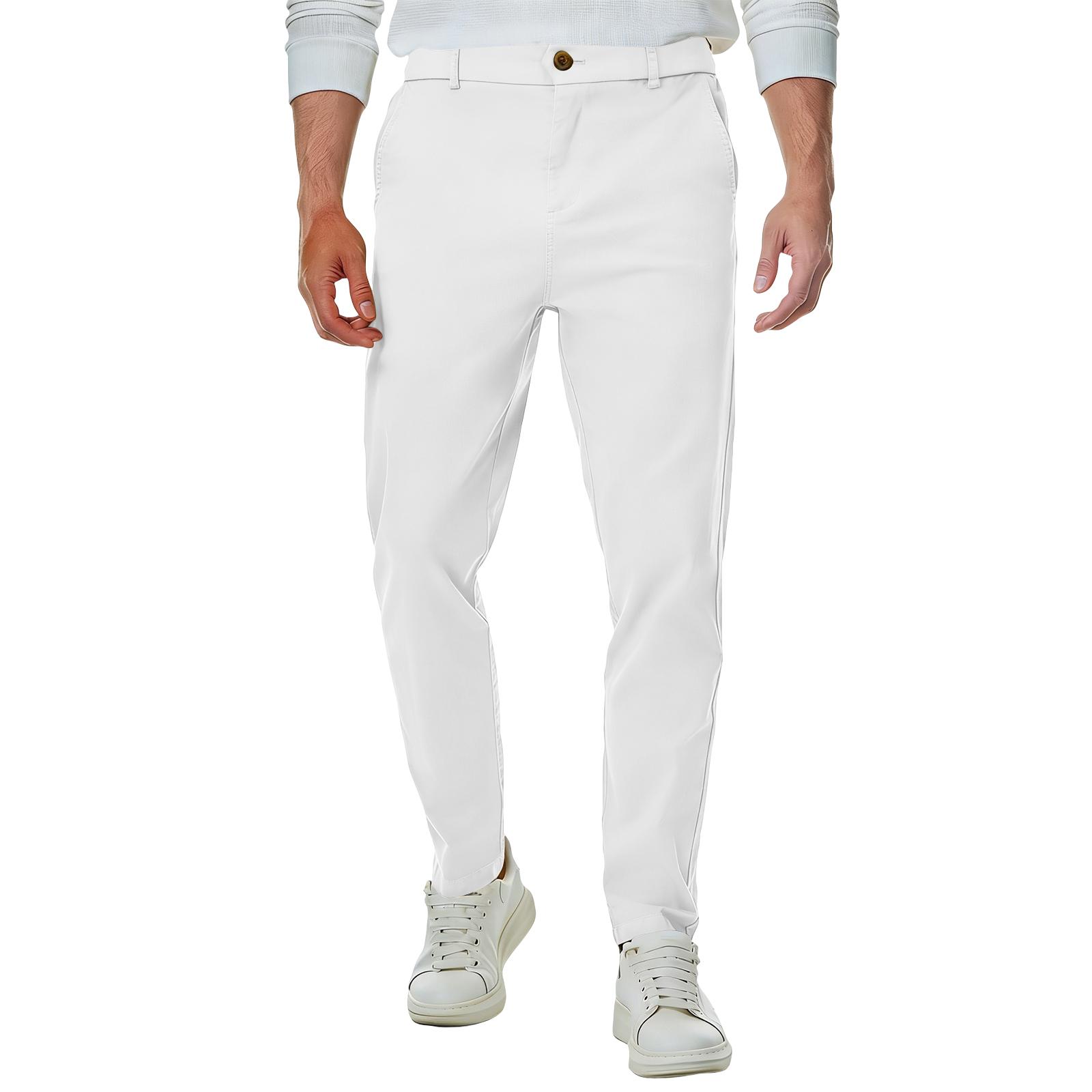 

Men s Solid Color Suit Pants Slim Fit Casual Business Trousers Stretch Fabric Comfortable Design Suitable for Office and Daily Wear 42 білий