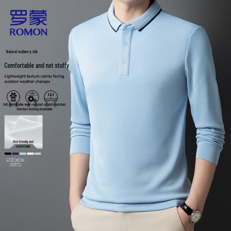 

ROMON Men s Long-Sleeve Business Casual Polo Shirt XL