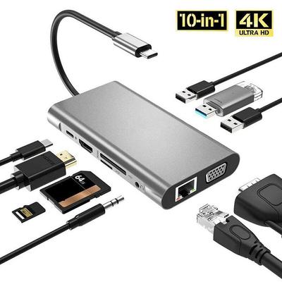 USB Type-C HUB 10 In 1 Converter Multiport Adapter Dock Station 4K HDMI USB 3.0