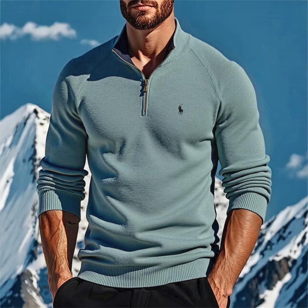 Herren Langarm-Poloshirts und Pullover für Herbst und Winter sind warm und bequem. Casual und trendige Pool-Shirts mit halbem Reißverschluss und Stehkragen