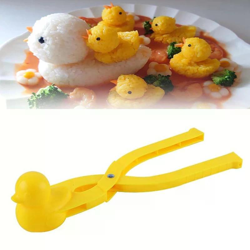 Cute Duck Shaped Rice Mold Maker Clip Children Outdoor Plastic Duck Rice Mold DIY Snowball Maker Sushi Mold With Handle