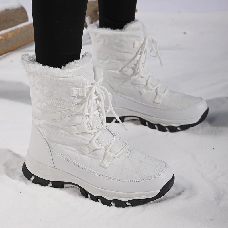 

TUINANLE Зимний стиль Плюшевые Теплые Высокие Женские Ботинки Модный Тренд Полусапожки Снежные Ботинки Уличные Хлопковые Ботинки Для Женщин 38 белый