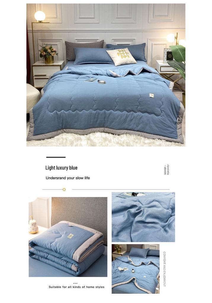 Solid Color Cool Cotton Summer Blanket - Lightweight, Skin-Friendly Quilt