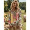 Bohemian Style Fashion Splicing Colors Women's T-shirt Pullover Europe America Women Long Sleeve Clothing Outdoor Casual Tees Top