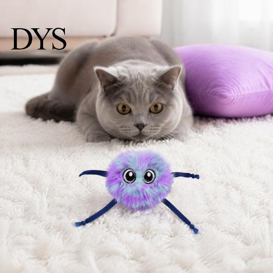 Electric Cat Ball Toy Toy, Automatic Jumping Plush Ball, Interactive Cute Rolling Toys for Indoor Cats Self with Ribbon Limbs Hunting Exercise Pets