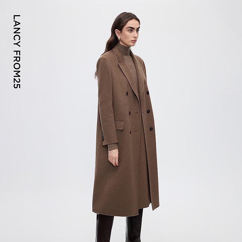 LANGZI Women's Cashmere Double-Faced Suit Collar Coat
