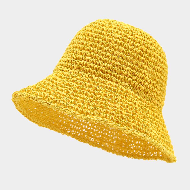 New Korean Version Women Straw Hat Summer Breathable Sun Shade Straw Hat Seaside Vacation Foldable Sun Protection Fisherman Caps