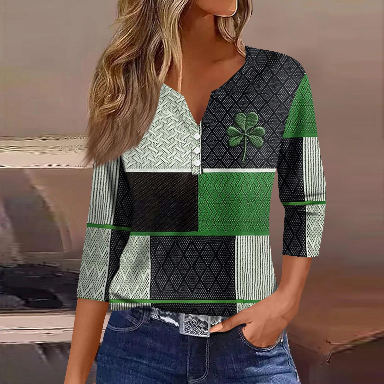 

Жіночий модний повсякденний топ з V-подібним вирізом і квітковим принтом з рукавом три чверті XXXL