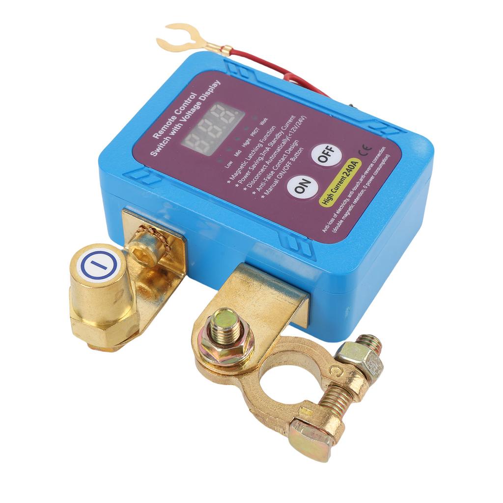 DC 12V Remote Battery Disconnect Switch with Led Voltage Display 240A Smart Battery Shut Off Switch for Automotive RV