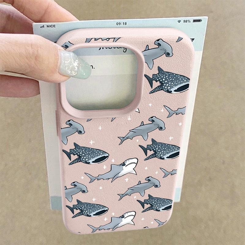 Shark Pattern Shockproof Phone Case For iPhone 16 16E 15 Pro Max 14 Pro 13 12 11 Matte TPU Soft Anti-Fall Bumper Cover