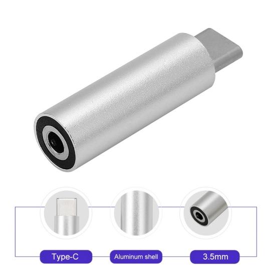 Portable Aluminum Alloy Type-c to 3.5mm Jack Earphone Audio Converter Adapter