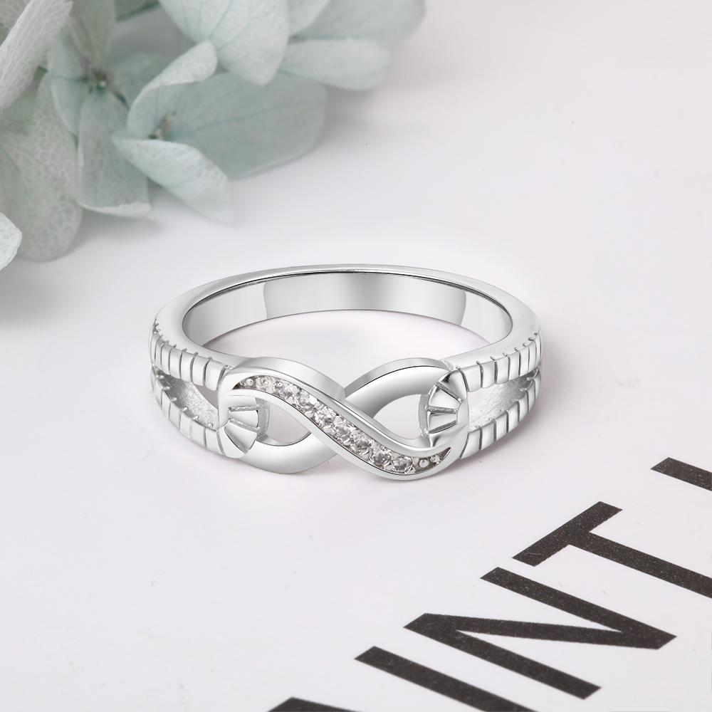 Personalized  Sterling Tone Eternity Rings Women Engraving Infinity Rings Nuptial Bridal Promise Rings For Her (Ri103717 )Trendy Rings