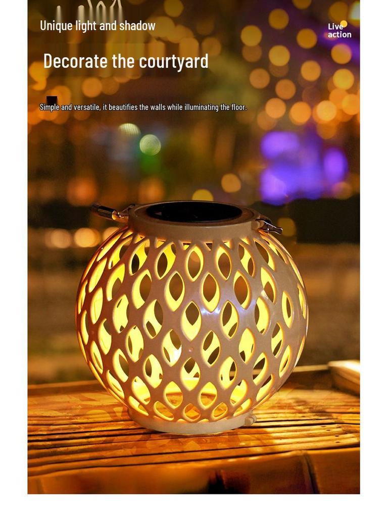 Outdoor Rainproof Solar Hanging Zen Lantern: Atmospheric Pendant Light for Trees and Courtyards