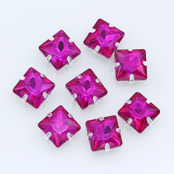 Strassuri Pătrate din Sticlă de Cristal cu Gheare Argintii, Artizanat Cusut pe Piatră, Accesorii Vestimentare, Rochie de Mireasă, Pantofi, Geantă, Garnitură DIY