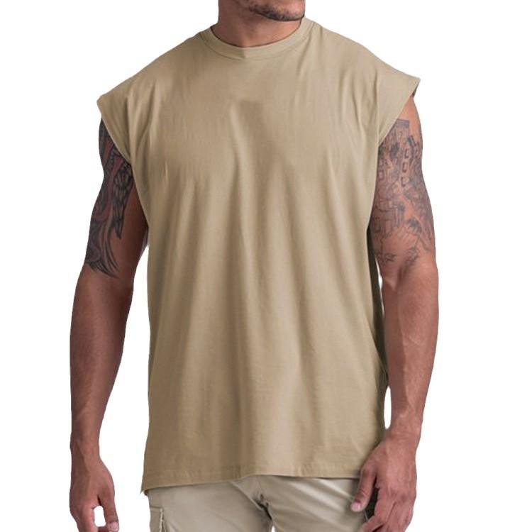 New Sports Vest Men'S Loose Summer Pure Cotton Fitness And Bodybuilding Quick Drying Sleeveless Shoulder White Base Shirt Sleeveless T-Shirt