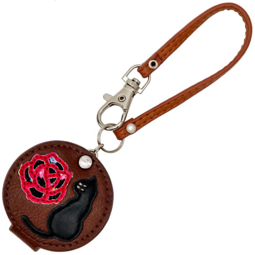 Fieldwork Analog Watch with Rose Cat Design and Bag Charm, with Magnifying Glass, LW039-3, Women's, Brown