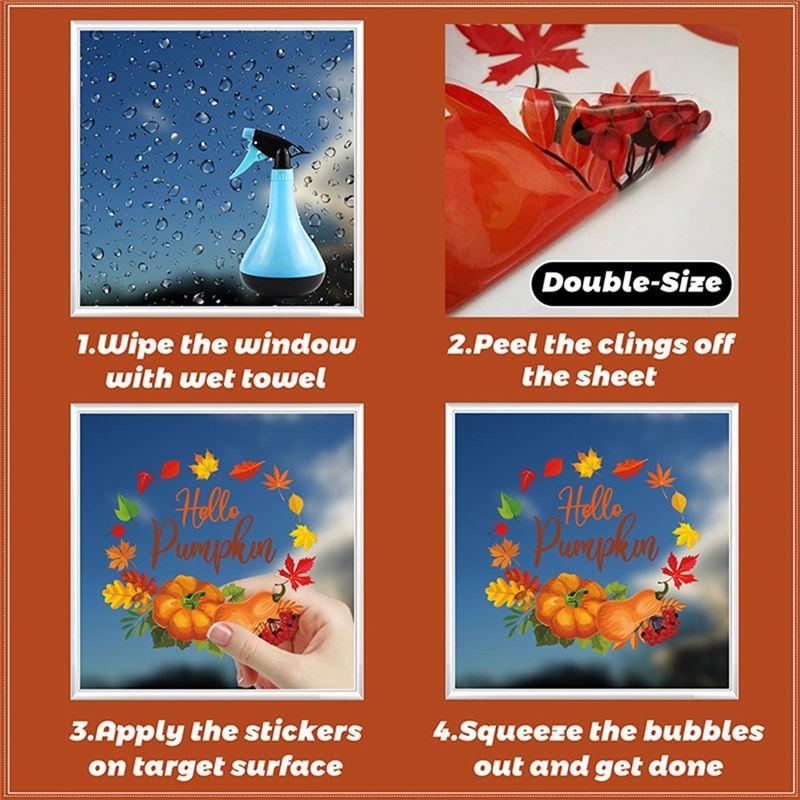 A44Z-Thanksgiving Glass Stickers Decoration Thanksgiving Decoration Stickers Double-Sided Printing