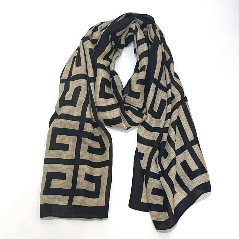 Fashion letter printed cotton and linen scarf classic autumn and winter warm scarf sunscreen shawl