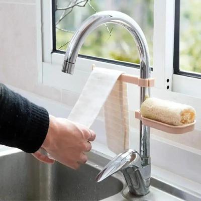 2'si 1 Arada Çok Fonksiyonlu Lavabo Saklama Rafı Sünger Bez Sabunluk Kombinasyon Cihazı Ayarlanabilir Süzgeç Sepeti Mutfak Tutucuları Gadget'lar