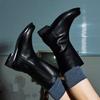 [Maßgeschneiderte Frau] 3,5 cm Basic Flache Mittelhohe Stiefel Harper [CW0082BK] [Versand aus Korea] 100% Authentisch