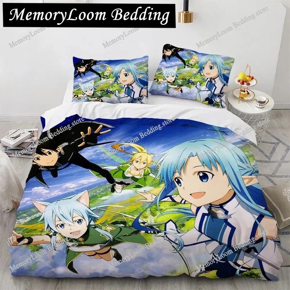 Sword Art Online Bedding Set Anime Duvet Covers King Queen Double Twin Size Adults Bed Linens Single Double Size Bedding Set