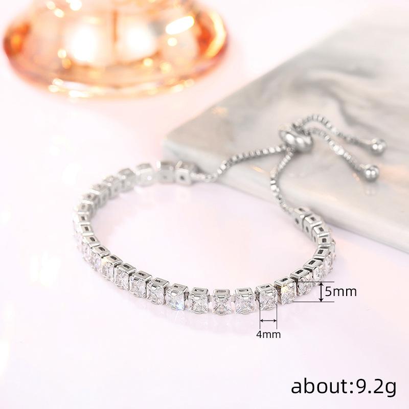 Luxury Jewelry Cubic Zircon Ice Cut Adjustable Chain Bracelet Square Tennis Bracelet for Men Women Unisex