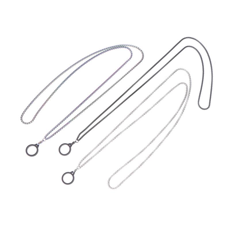 Anti-Lost Pen Lanyard Anti-Drop Portable Metal Chain Necklace Lanyard Metal Lanyard Sling Snake Bone Chain With Rubble Ring