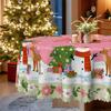 Christmas Themed Tablecloth Snowman Reindeer Gift Lace, Polyester Waterproof Table Cloth, Christmas Decorative Table Cloth