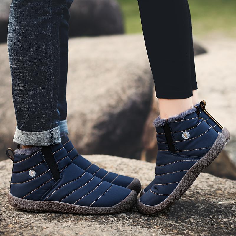 Schneestiefel für Herren und Damen, warme Wüstenstiefel mit Fell, Unisex, zum Reinschlüpfen, Outdoor-Wanderstiefel für Paare, große Größe, wasserdicht