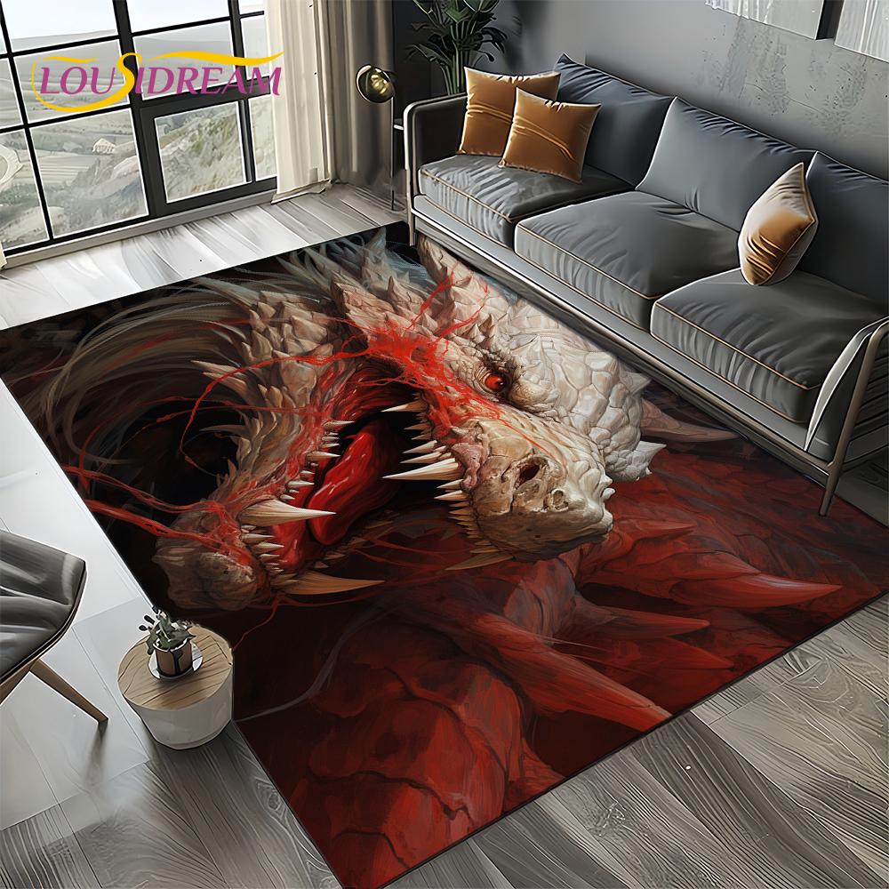 Chinese Style Dreamy Dragon Cartoon Carpet Rug for Living Room Bedroom Home Sofa Decoration,Kid Area Rug Non-slip Floor Mat