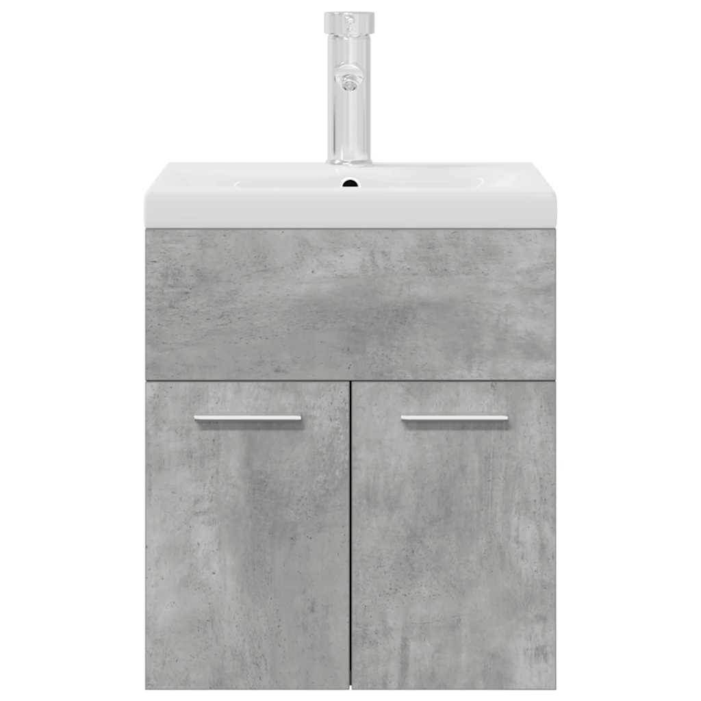 Bathroom Vanity Unit with Built in Basin and Faucet Concrete Grey